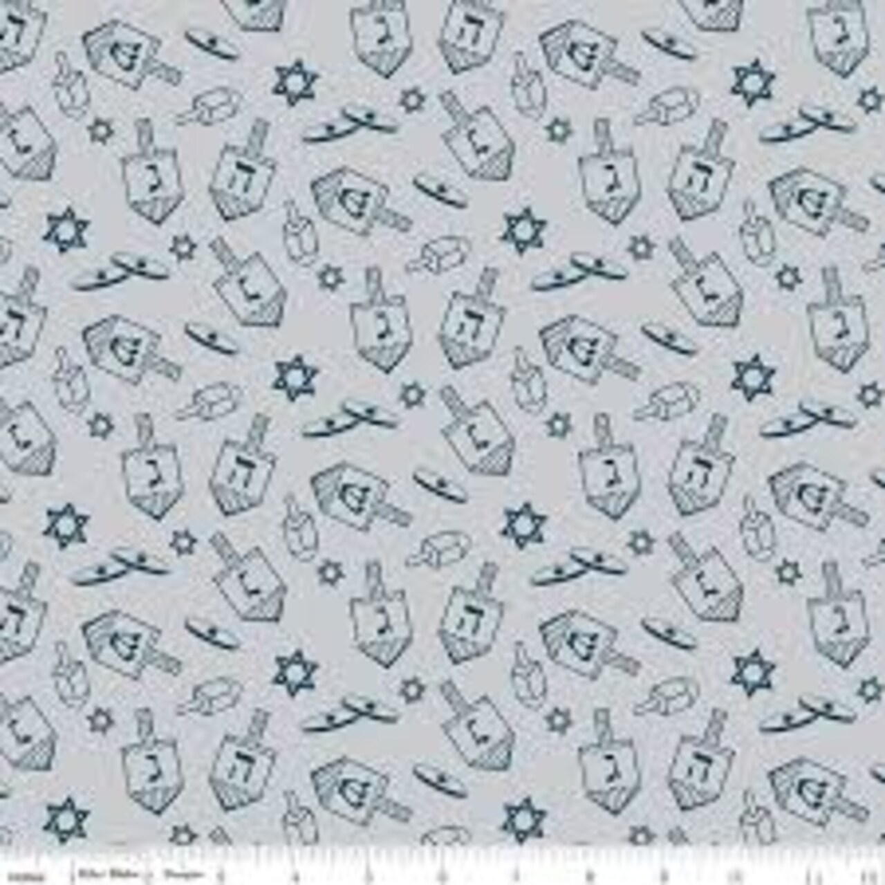 Riley Blake 8 Nights, 8 Lights Dreidel Toss Silver Cotton Fabric by the Yard